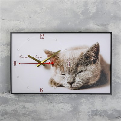 1152325 Часы-картина настенные "Серая кошка", 37*60см, Сима Ленд																				 - фото 29720