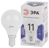 Лампа светодиодная  ЭРА LED  smd P45-11w-860-E14 Б0032990																																							 9783